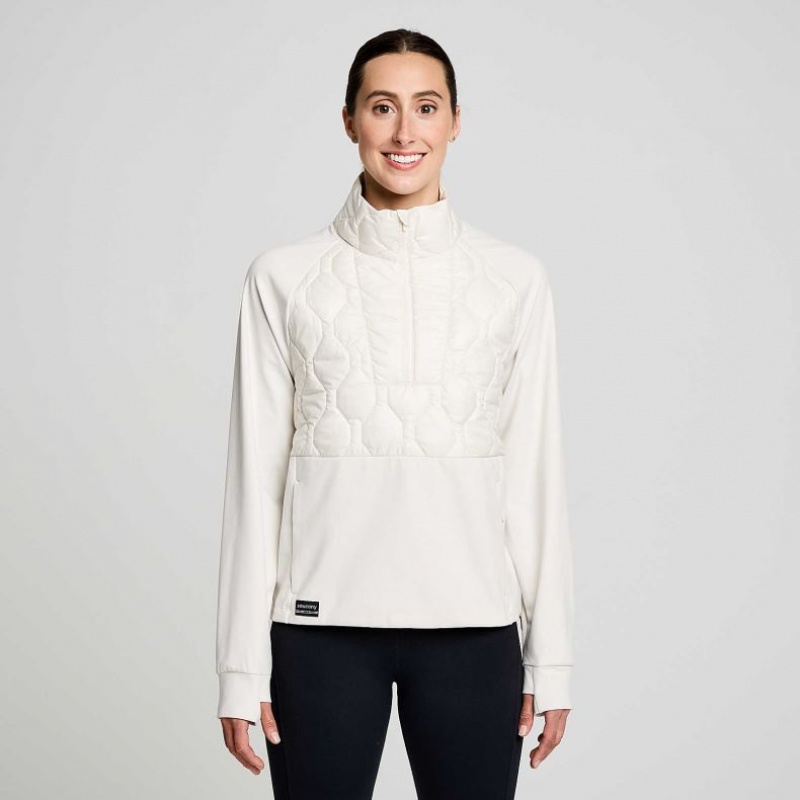 Sudadera Saucony Solstice Oysterpuff 1/2 Zip Mujer Blancas | COLOMBIA-JXSR