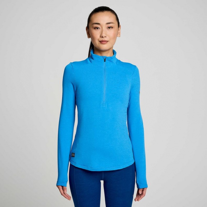 Sudadera Saucony Triumph 3D 1/2 Zip Mujer Azules | COLOMBIA-SJKG