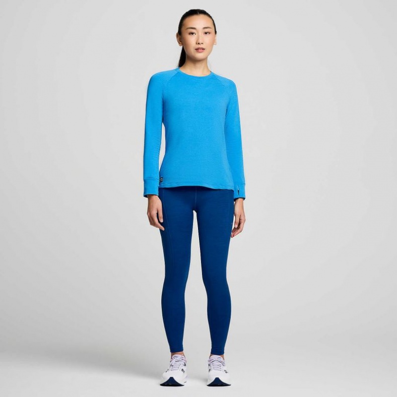 Sudadera Saucony Triumph 3D Crew Mujer Azules | COLOMBIA-HEQK