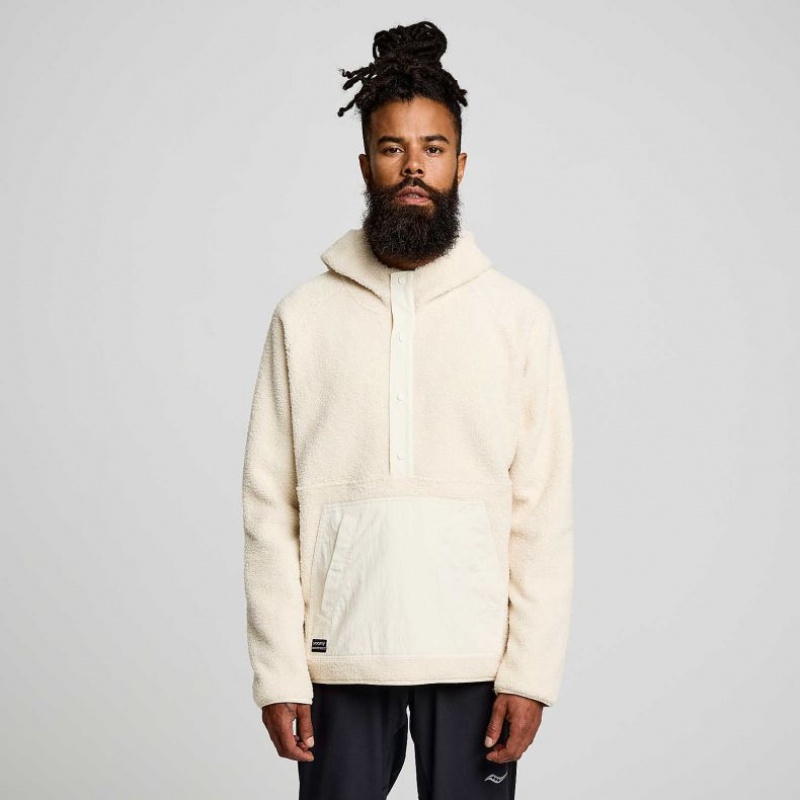 Sudadera con Capucha Saucony Recovery Sherpa Pullover Hombre Creme | COLOMBIA-EWJZ