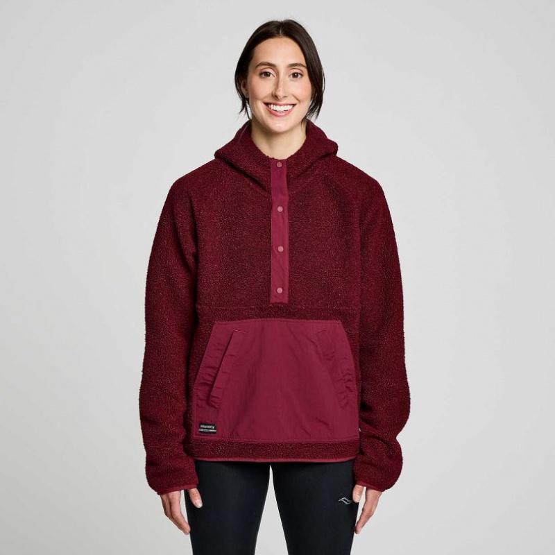 Sudadera con Capucha Saucony Recovery Sherpa Pullover Mujer Burdeos | COLOMBIA-SWKA