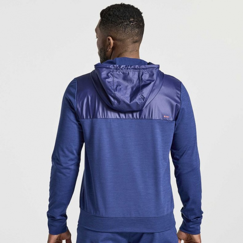 Sudadera con Capucha Saucony Solstice Zip Hombre Azul Marino | COLOMBIA-EUCN