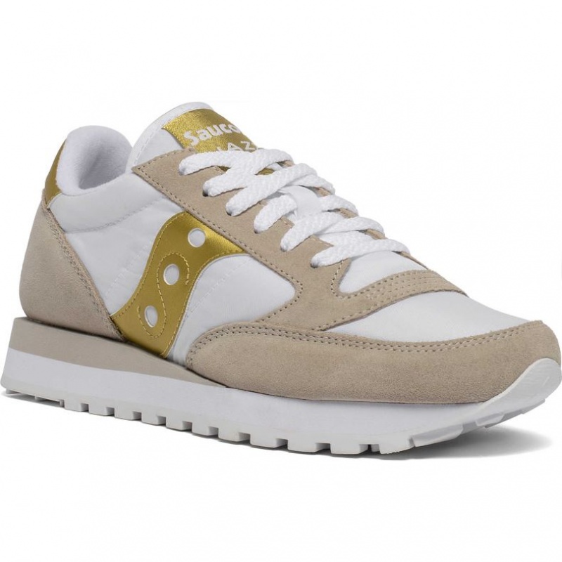 Tenis Saucony Jazz Original Mujer Blancas Beige Doradas | COLOMBIA-IHZU