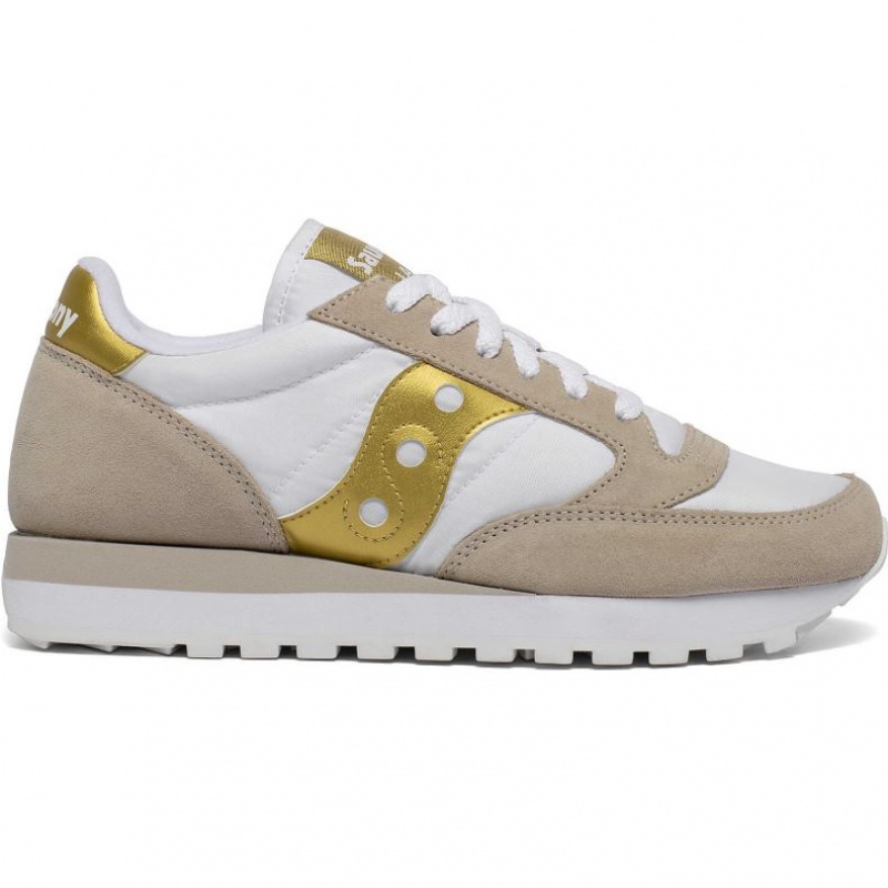 Tenis Saucony Jazz Original Mujer Blancas Beige Doradas | COLOMBIA-IHZU