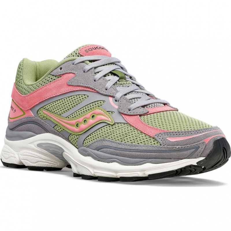 Tenis Saucony ProGrid Omni 9 Premium Mujer Gris Verde Rosas | COLOMBIA-KYTP