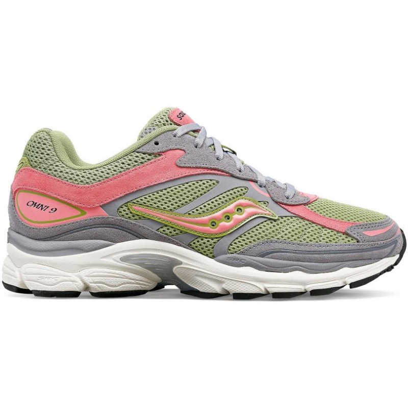 Tenis Saucony ProGrid Omni 9 Premium Mujer Gris Verde Rosas | COLOMBIA-KYTP