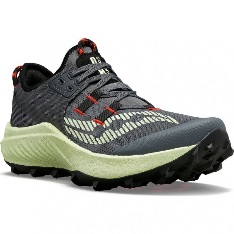 Tenis Trail Running Saucony Endorphin Rift Hombre Gris Verde Menta | COLOMBIA-OTXQ