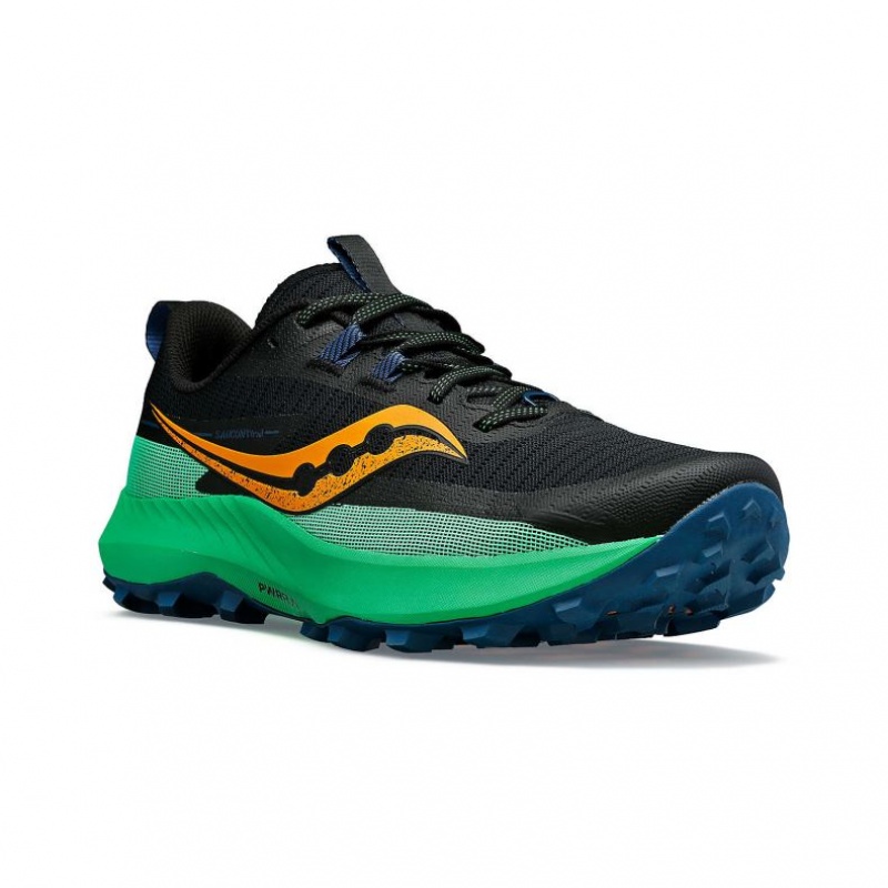 Tenis Trail Running Saucony Peregrine 13 Hombre Negras Verde | COLOMBIA-RAZW